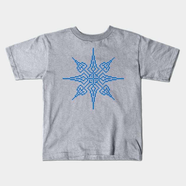 Pixel Blue Holiday Snowflake Kids T-Shirt by gkillerb